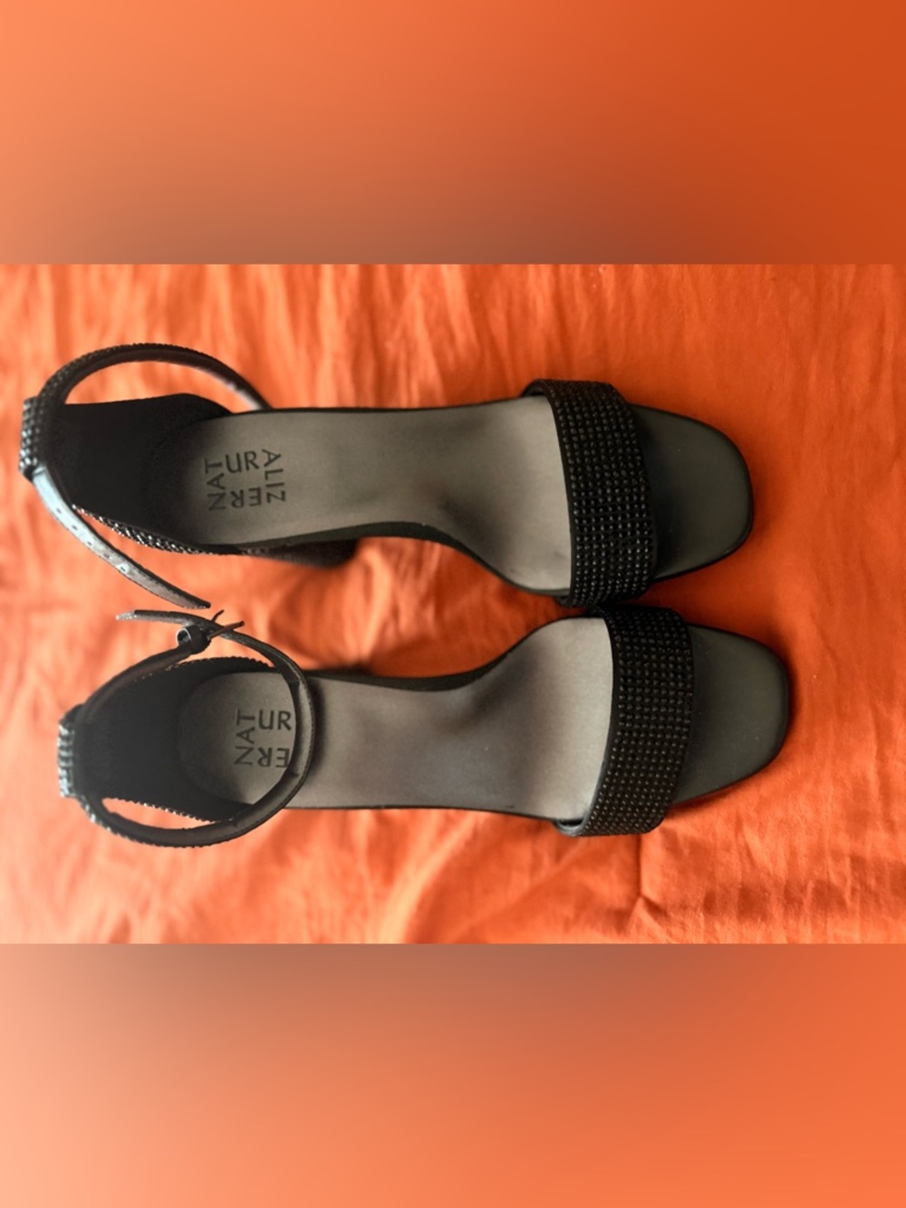 Naturalizer Black Rhinestone Ankle-Strap Sandals